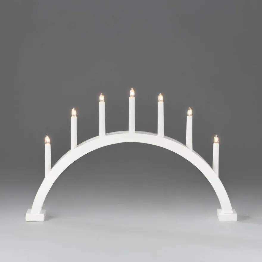 Adventsstake 7 armet buet - Hvit