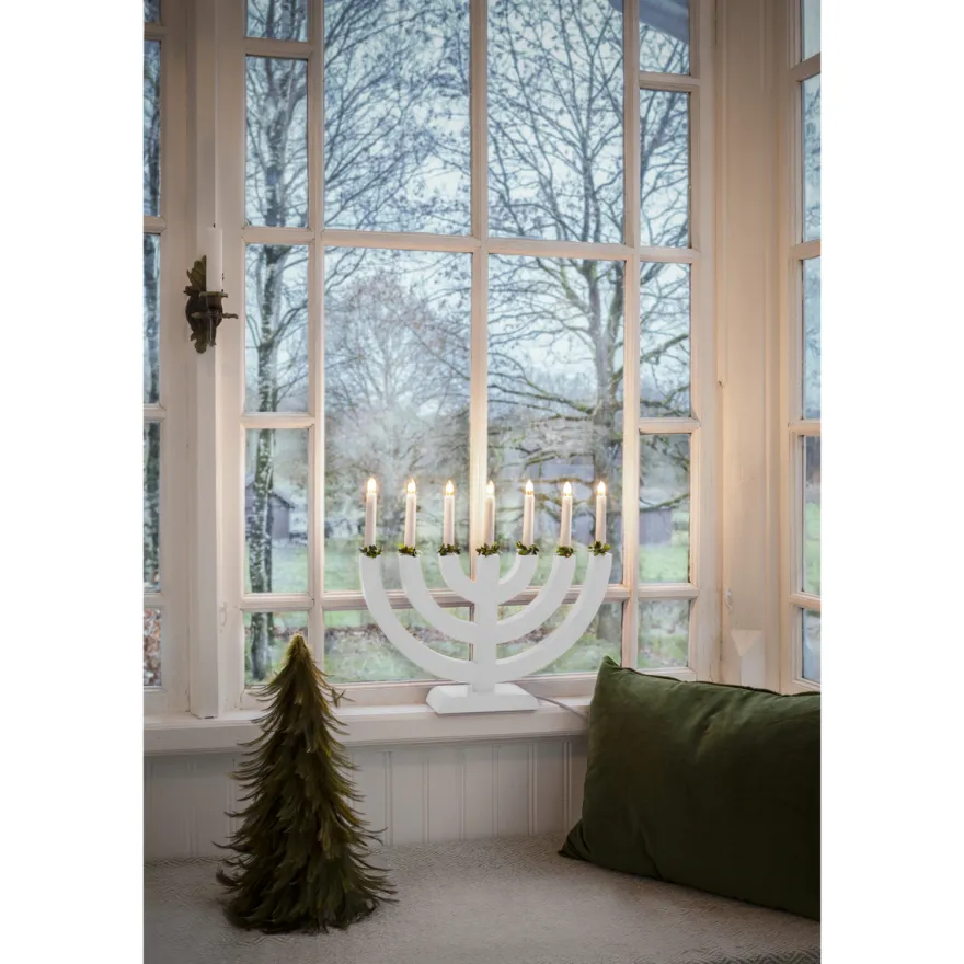 Adventsstake 7 armet - Hvit