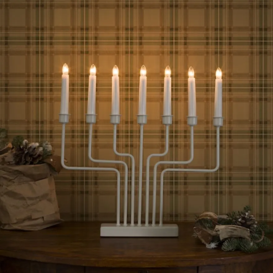 Adventsstake 7 armet - Hvit