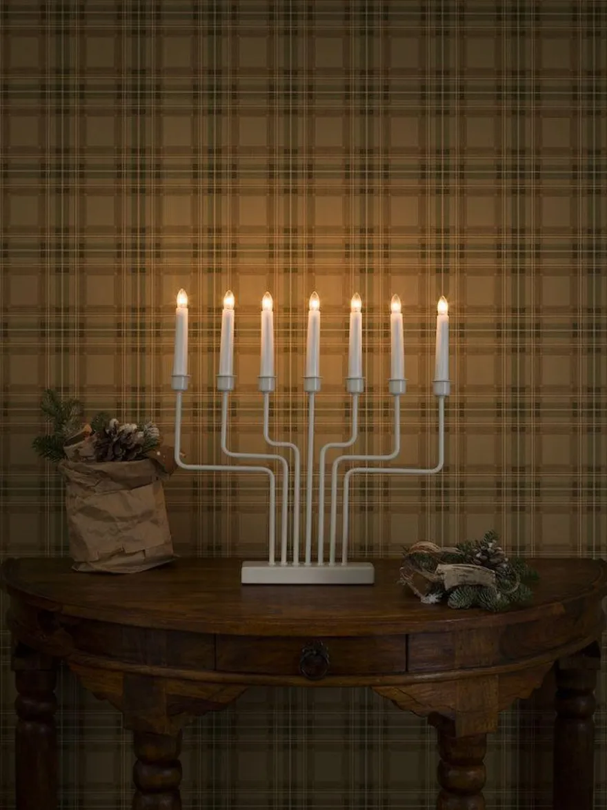 Adventsstake 7 armet - Hvit