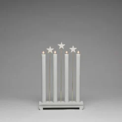 Adventsstake med stjerner - Lys grå