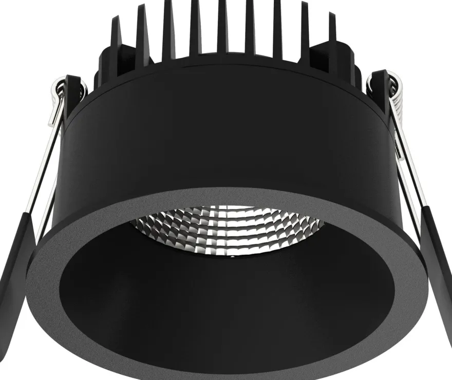 Aria D75 lavtbyggende downlight 7W 2700K IP44 m/flicker free dimbar driver - Svart