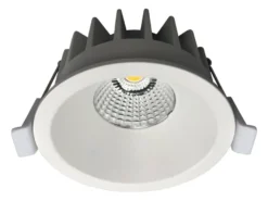 Aria D90 lavtbyggende downlight 7W 2700K IP44 m/flicker free driver dimbar - Hvit