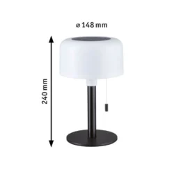 Bartja bordlampe oppladbar via USB eller solcelle 2700 Kelvin IP44