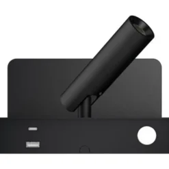 Bedside vegglampe 3W 2700 Kelvin med trådløs hurtig lader og USB A og C