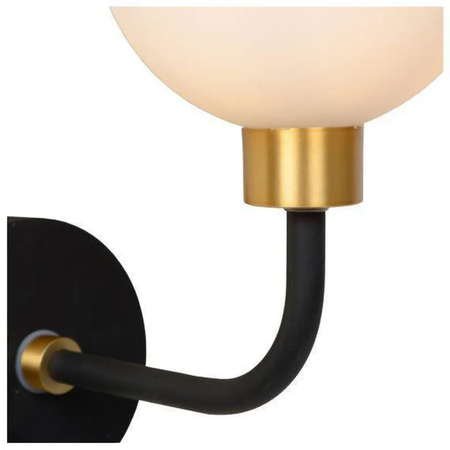 Berend vegglampe IP44 - Svart/Opal
