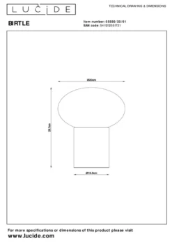Birtle bordlampe 38 cm
