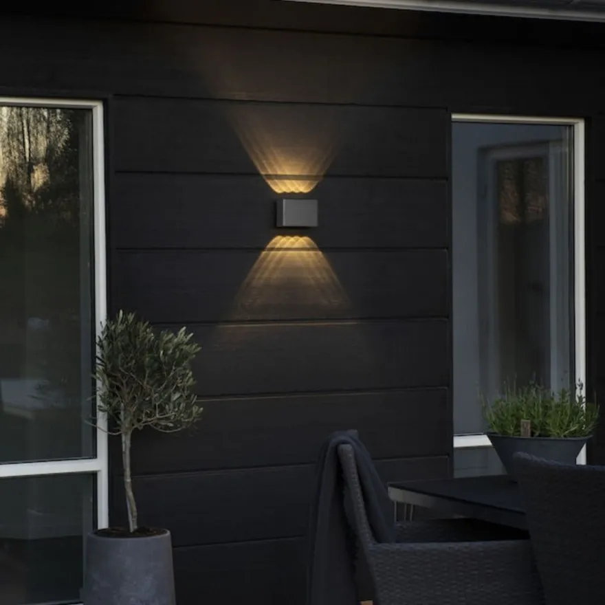Chieri vegglampe utendørs opp/ned 8x1W IP54 - Antrasitt grå