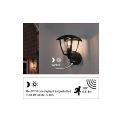 Classic vegglampe opp utendørs IP44 - Med bevegelsessensor