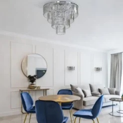Cristal taklampe L - Sølv