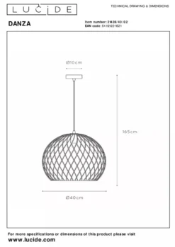 Danza takpendel 40 cm - Matt gull/messingfarget