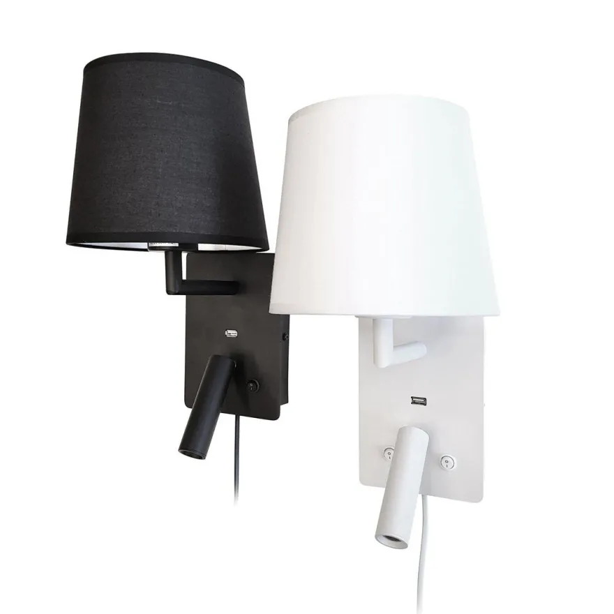 Denver vegglampe med USB - Svart