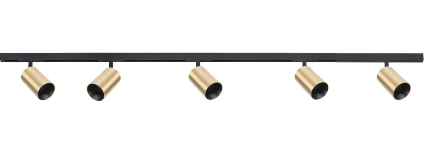 Designline Tube Pro komplett 1.9 meter spotskinne med 5 spotter GU10 - Svart/Messing