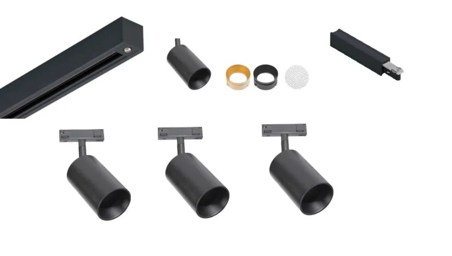 Designline Tube Pro komplett 1 meter spotskinne med 3 spotter GU10 - Svart