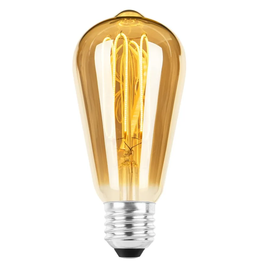 Ecolux E27 lantern ultra tynn spiral filament LED 4W 2200K 64 mm dimbar - Amber