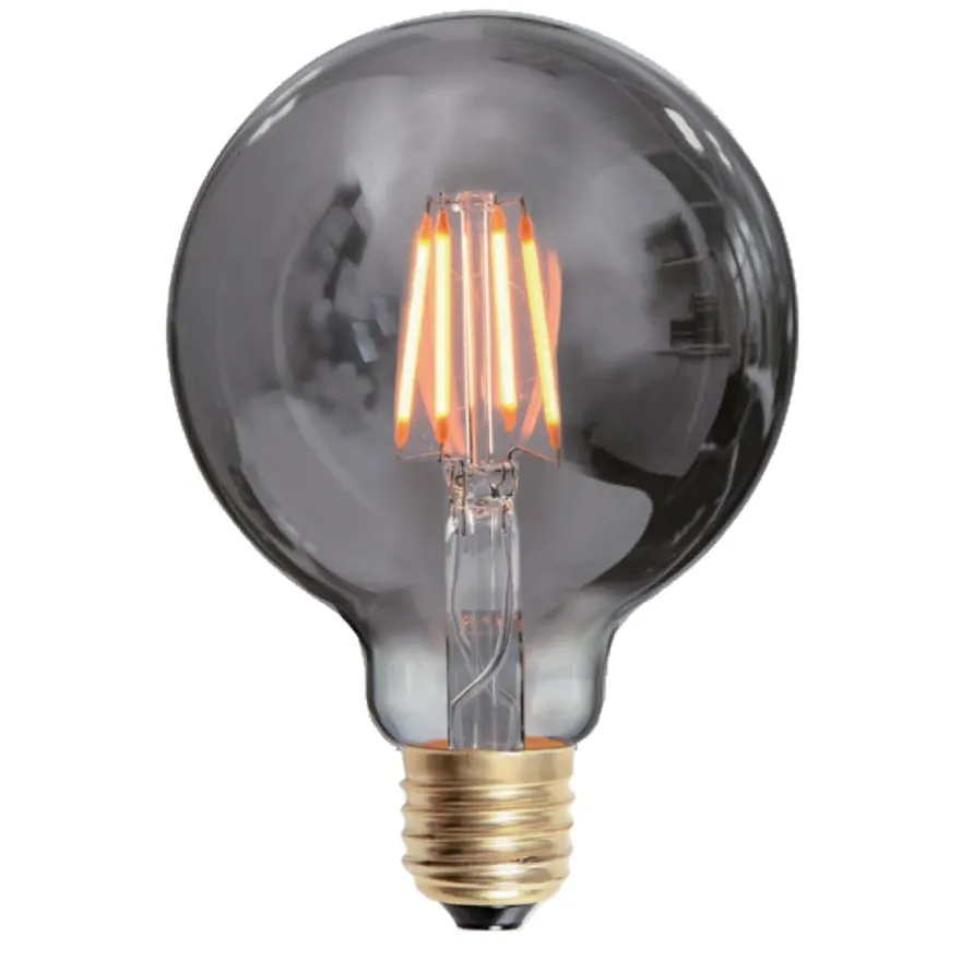 Edison E27 globe filament 4W 2200K 80 mm dimbar - Røykfarget