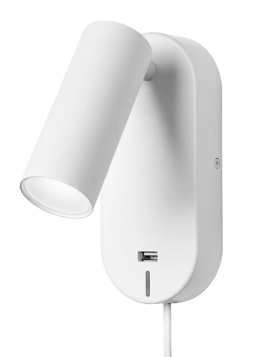 Ego vegglampe dimbar m/ USB - Hvit