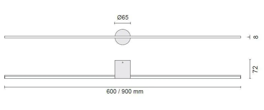 Eros 600 vegglampe IP44 dimbar Inwards - Svart