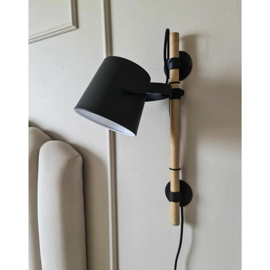 Espresso vegglampe - Svart/tre
