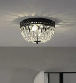 Etienne taklampe 25 cm - Svart/Klar - Svart / Krystall