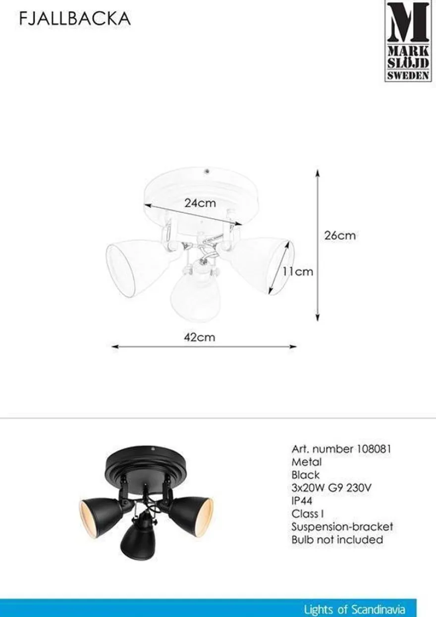 Fjellbacka taklampe IP44 - Svart - Svart