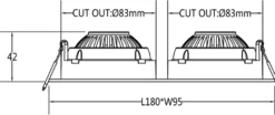 Georgia 360 lavtbyggende downlight dobbel 2x7W 2700K RA97 Dimbar IP44 - Svart