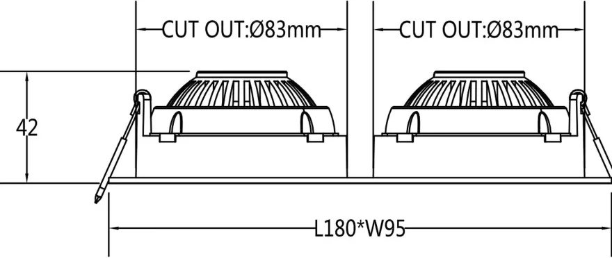 Georgia 360 lavtbyggende downlight dobbel 2x7W 2700K RA97 Dimbar IP44 - Hvit