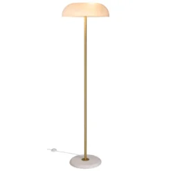 Glossy gulvlampe - Hvit/Marmor/Messing