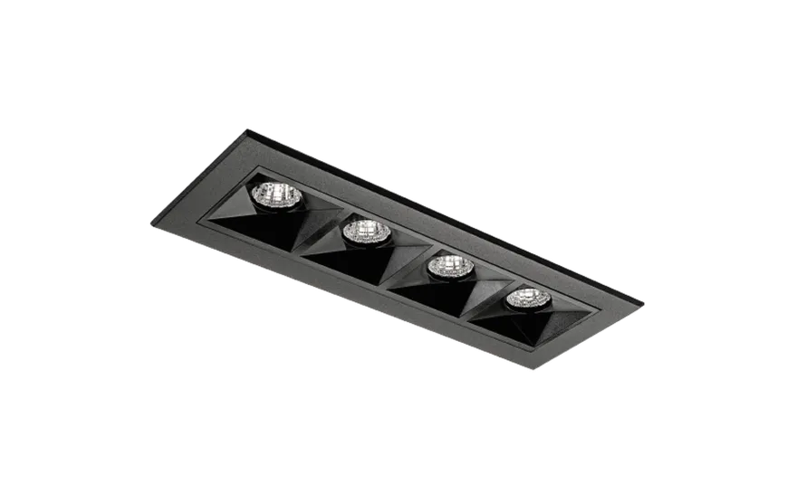 Inspire R 150 innfelt downlight 4 lys 8W RA98 3000K dimbar - Svart