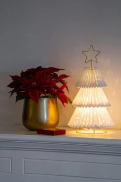 Juletre i papp med messing stjerne 36 cm