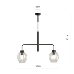 Lukka takpendel 2 lys- Svart/Klart glass