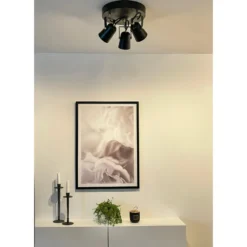 Metz taklampe rund 3 spotter - Svart/Messing