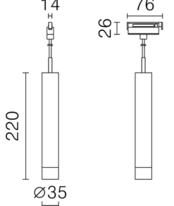 Microline Delta pendel 8W 2700 kelvin 24V RA90 dimbar