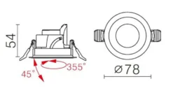 Modfun X 78 downlight 6W 2700 Kelvin CRI 90