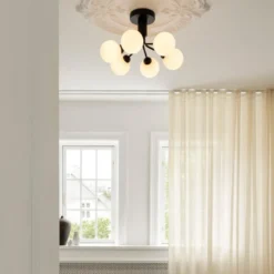 Nuura Apiales 6 taklampe satengsort / opal glass