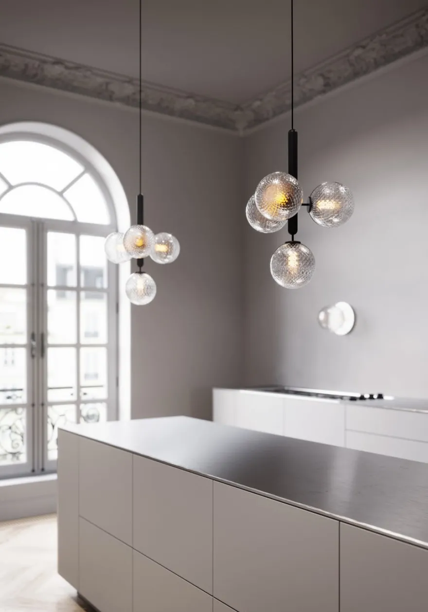 Nuura Liila 1 vegglampe/taklampe - large - light silver/optic glass