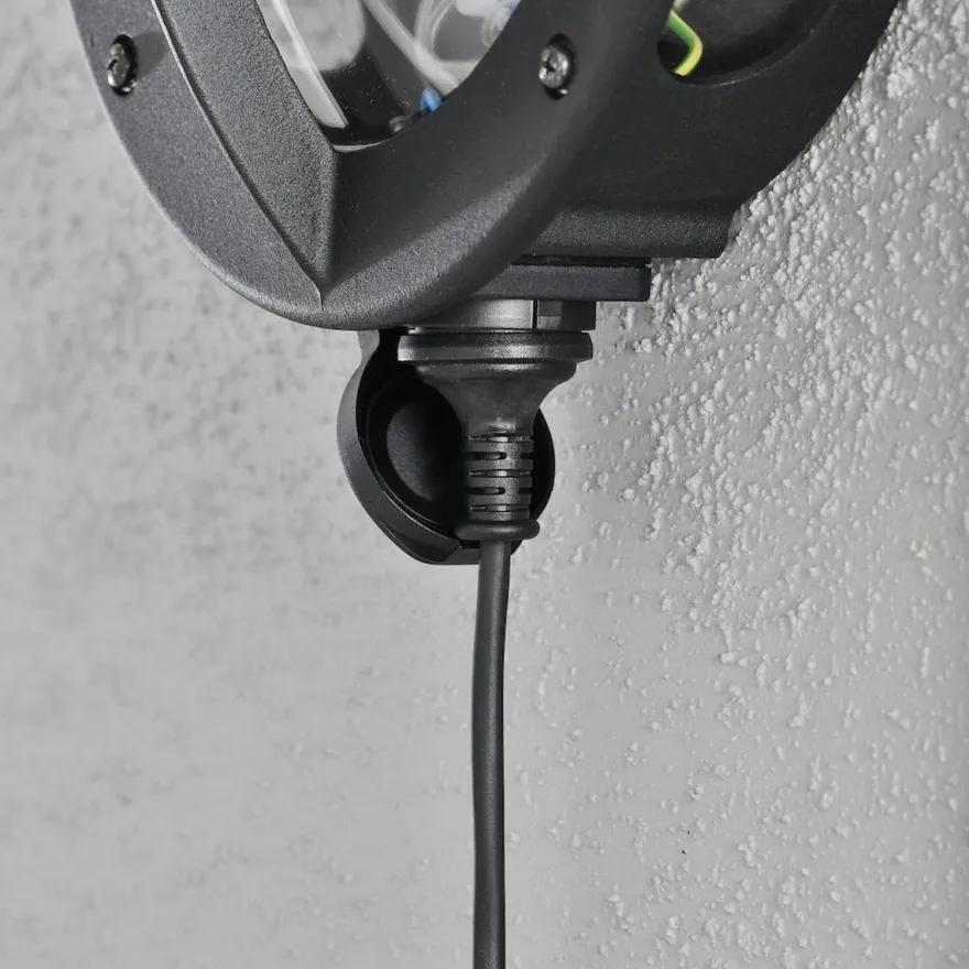 Oden vegglampe utendørs IP23 m/stikkontakt - Svart/klart glass
