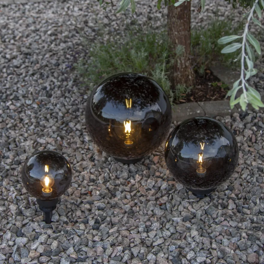Orby dekorativ hagelampe 20 cm - Svart/Røykfarget