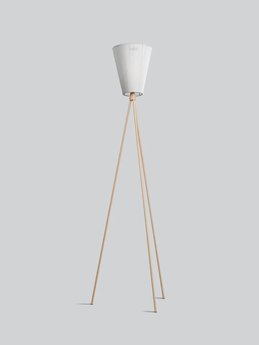 Oslo Wood gulvlampe beige med skjerm