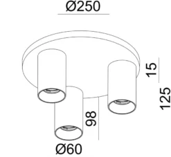 Oz K3 rund taklampe 3-lys GU10