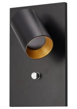 Oz K1 vegglampe m/USB - Svart/Gullfarget