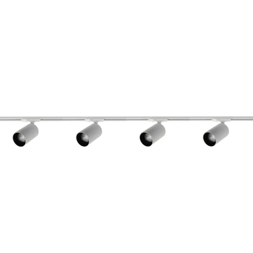 Oz spotskinne 4 spotter 2 meter - Pure white/Svart