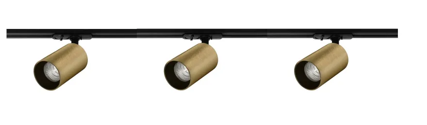Oz spotskinne 3 spotter 1 meter - Svart/Messing