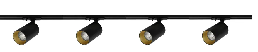 Oz spotskinne 4 spotter 2 meter - Svart/Gull