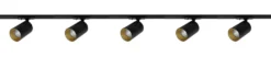 Oz spotskinne 5 spotter 2 meter - Svart/Gull