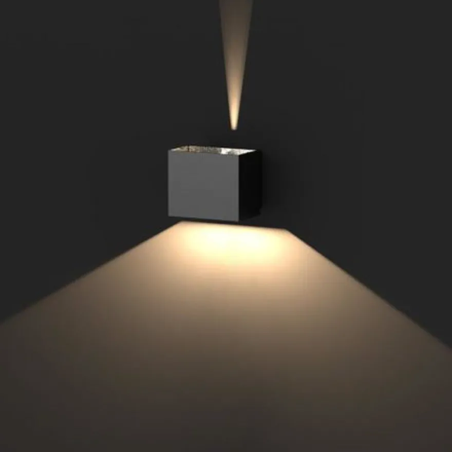 Plaza vegglampe utendørs opp/ned 10W IP65 3000 Kelvin - Svart