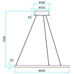 Ringo 60 cm takpendel 16W 2700 Kelvin RA90 dimbar - Svart
