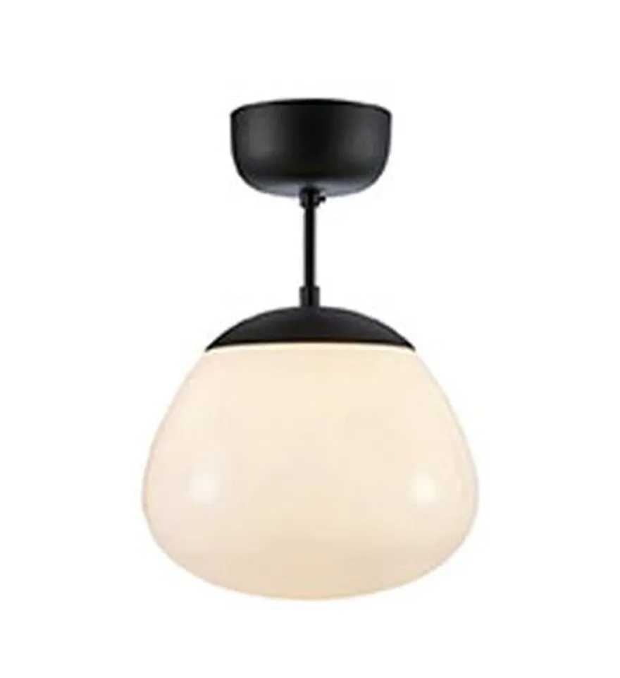 Rise taklampe - Svart/Opal hvit - Svart / Opal