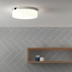 Sabina 280 taklampe IP44 E27 - Polert krom/Opal