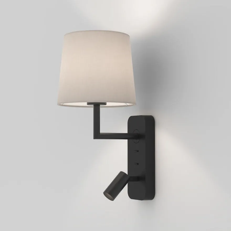 Side by Side vegglampe med skjerm